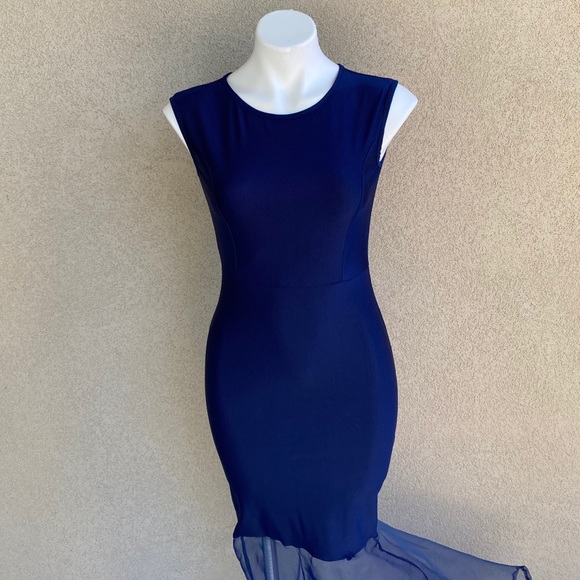 Marine Mermaid Tule Tale Bodycon Cocktail Dress - Picture 3 of 9